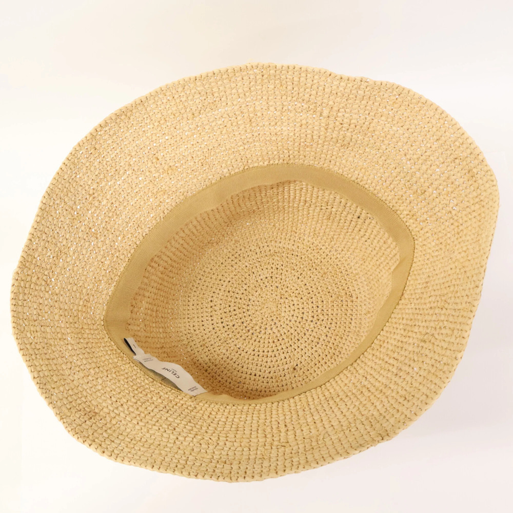CELINE Triomphe embroidered raffia bucket hat, natural color, for women. - Picture 6 of 10